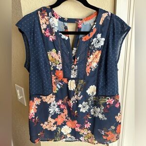 Daniel Rainn Navy Floral Blouse